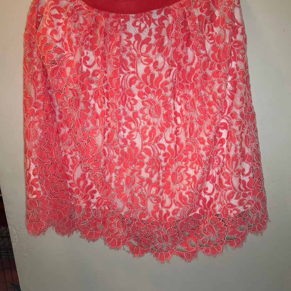Elegant Coral Lace Skirt